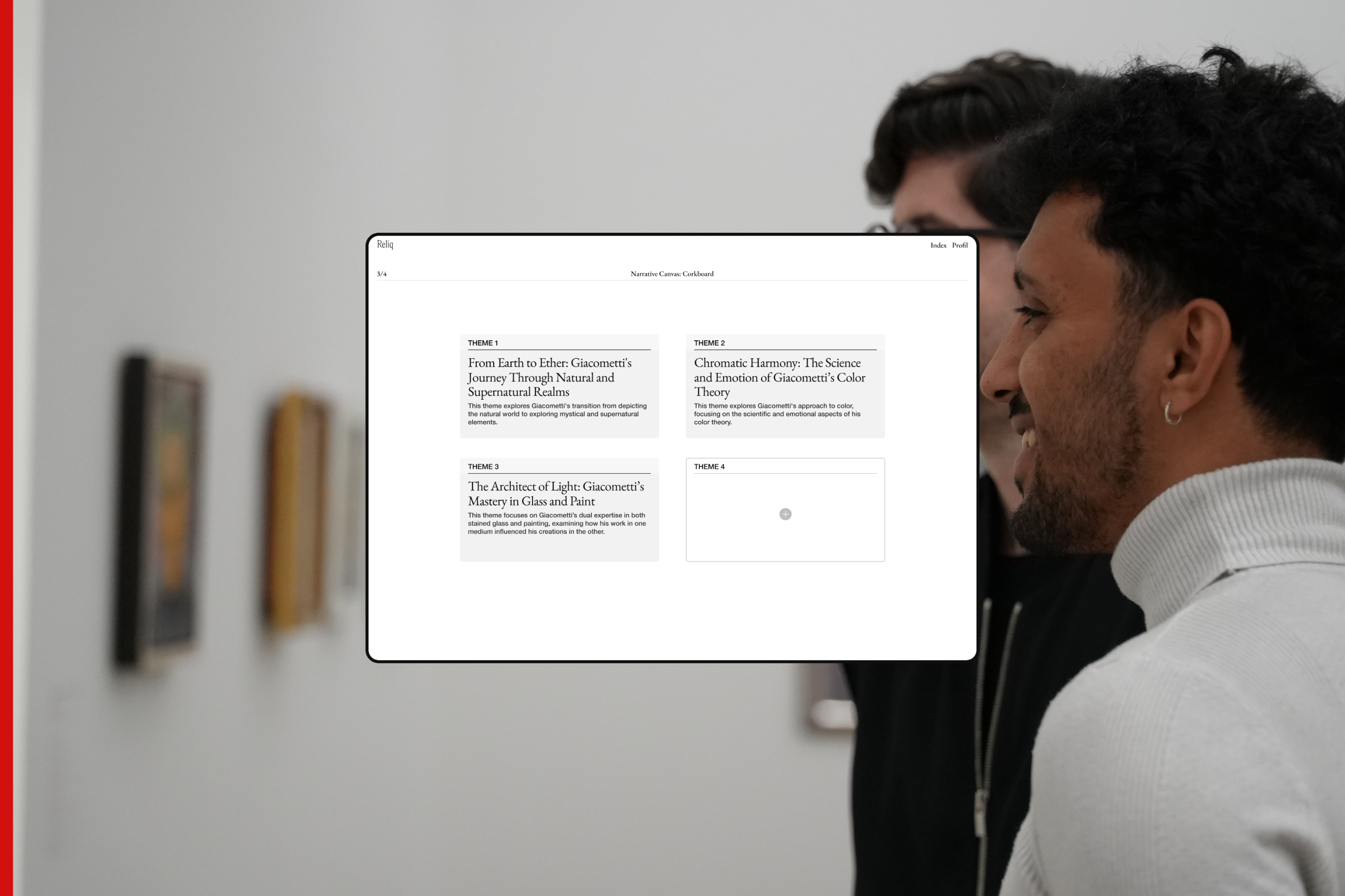 Reliq, Curatorial Interface, Narrative Canvas