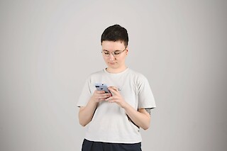 User exploring with Ody-C in front of a white background