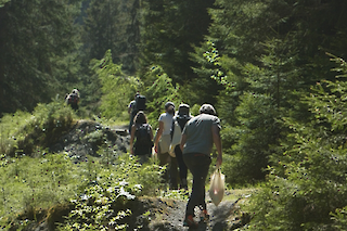 Soundwalking through the natural forest reserve in Safiental, May 2024, Photo taken by Niklas Kammel