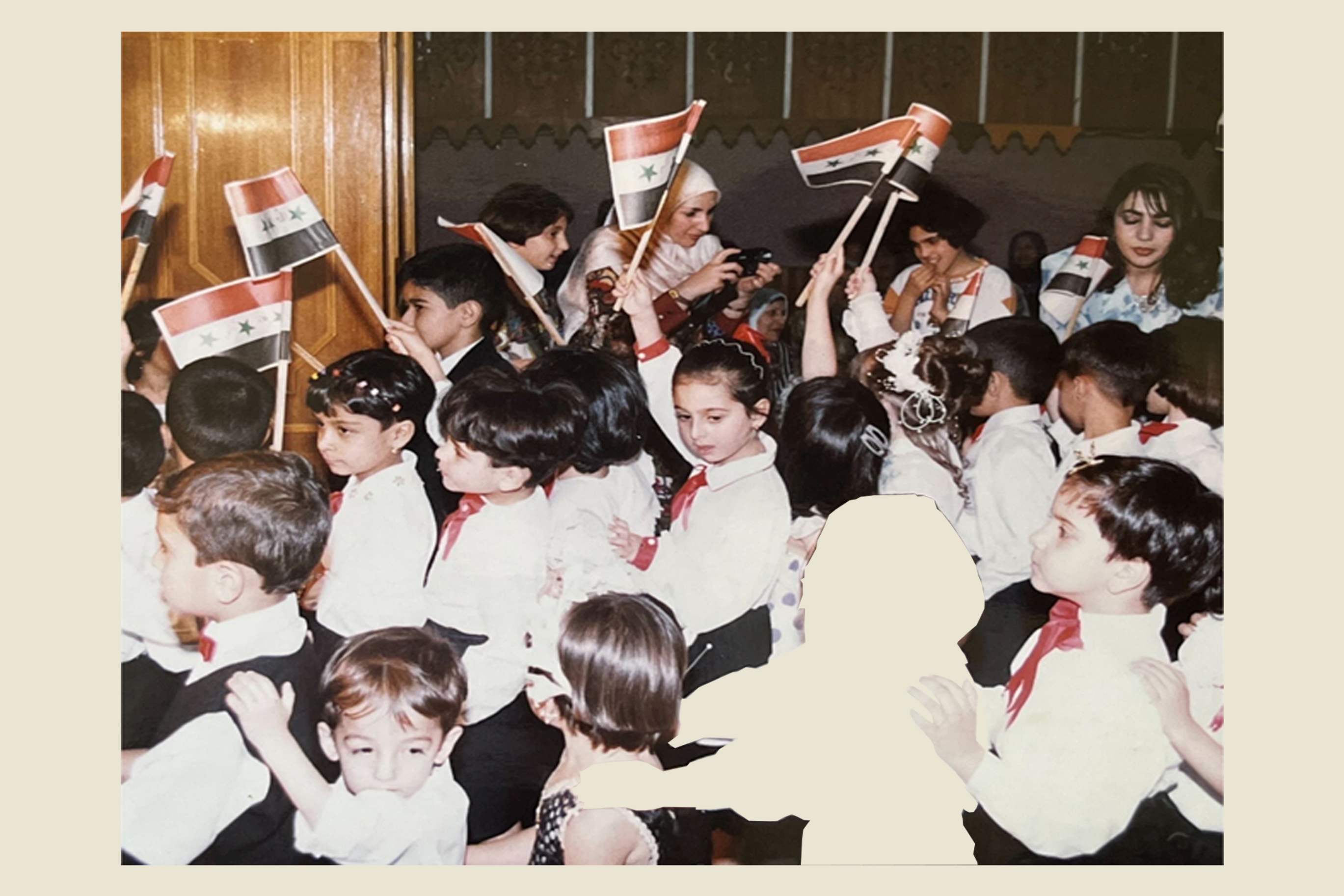 A Cut out picture of a child during an iraqi school celebration