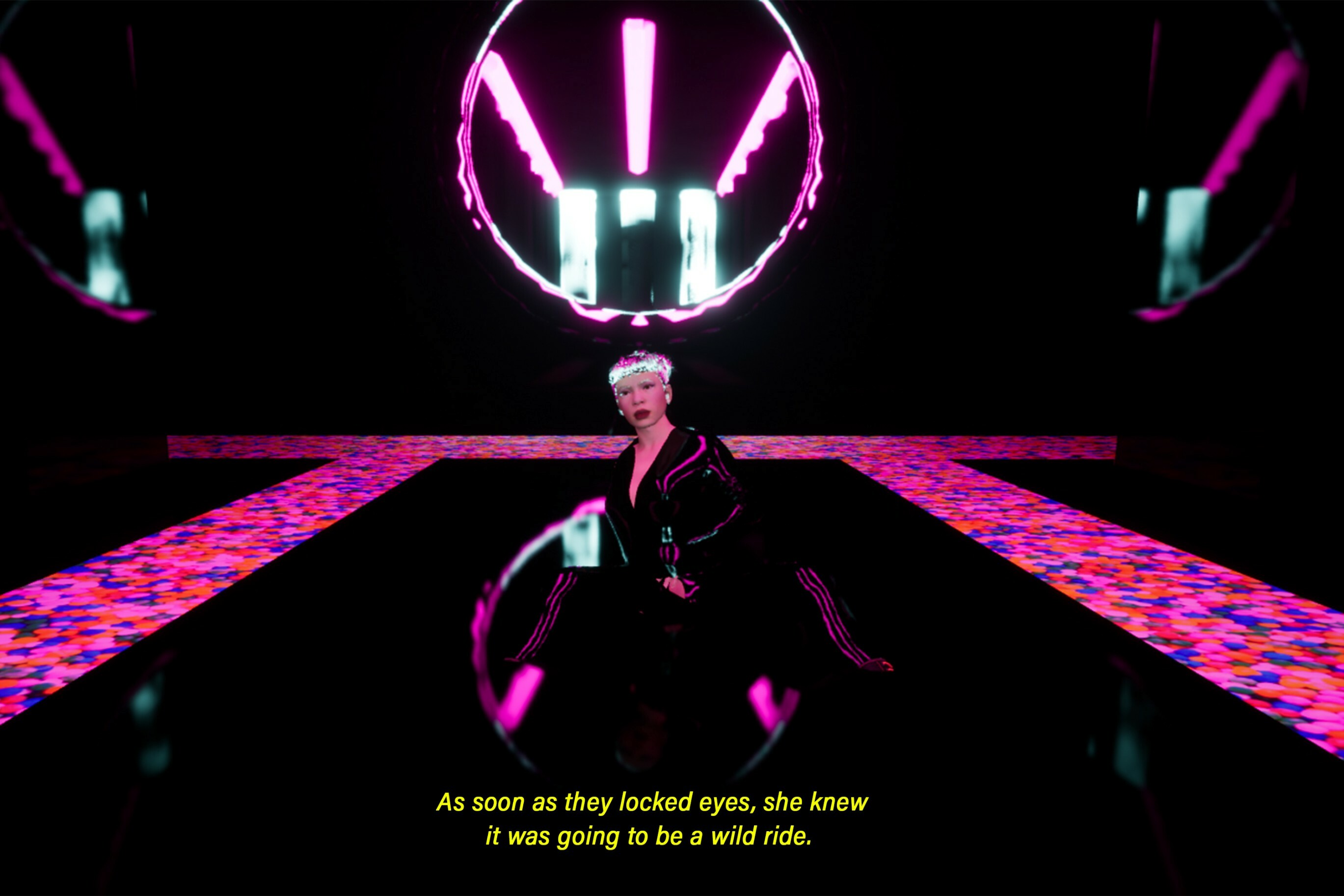 Still final artwork, @andrea in the Candy Dungeon, Unreal Engine.(2023) Credits: @andrea, Galleani d’Agliano L., Nguyen H-D.